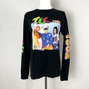 TLC Cross Colours Rap Tee T-shirt Crew Long Sleeve Size Small Black VTG 90’s Tee